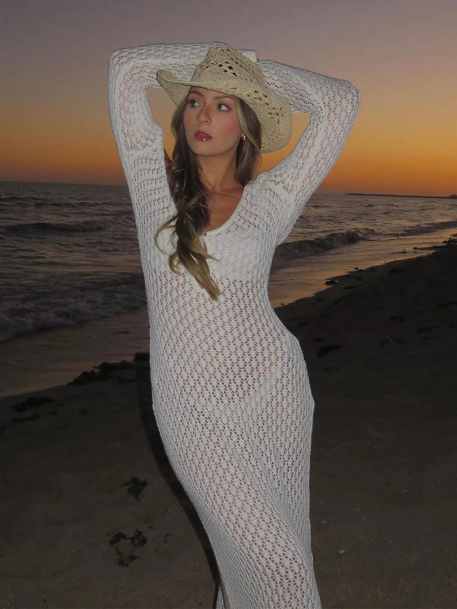 SIENA | Crochet Knit Mermaid Maxi Dress