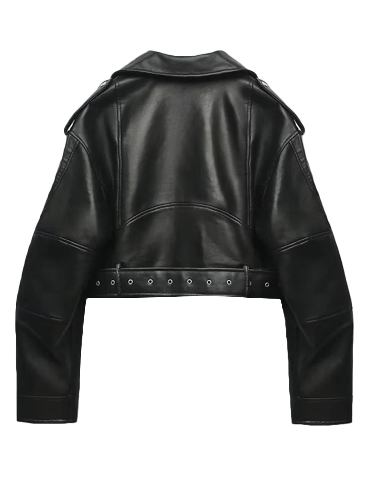 RAYA |  Cropped Faux Leather Biker Jacket
