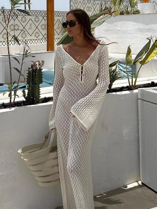 SIENA | Crochet Knit Mermaid Maxi Dress